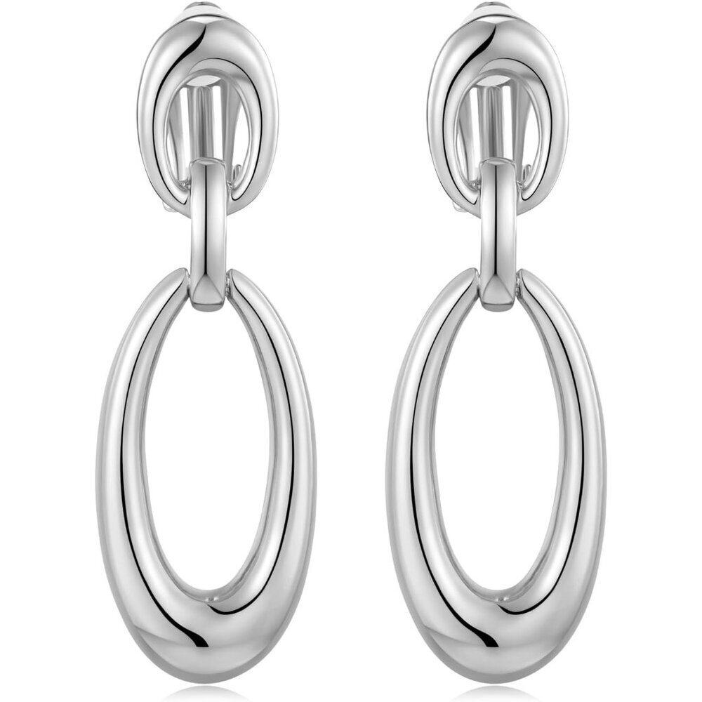 Silver E Clip Gold On Clip Earrings Women Non Piercing Dangle Fashion Jewelry